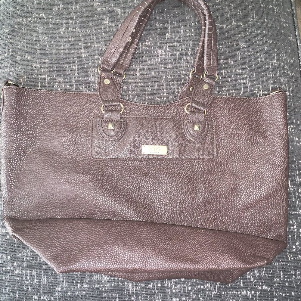 BCBG Paris Brown Pebbled Faux Leather Tote Bag